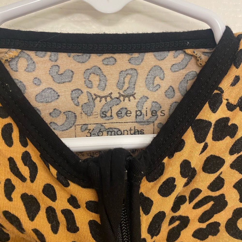 Little Sleepies Black and Tan Pajama Set with Leopard Print